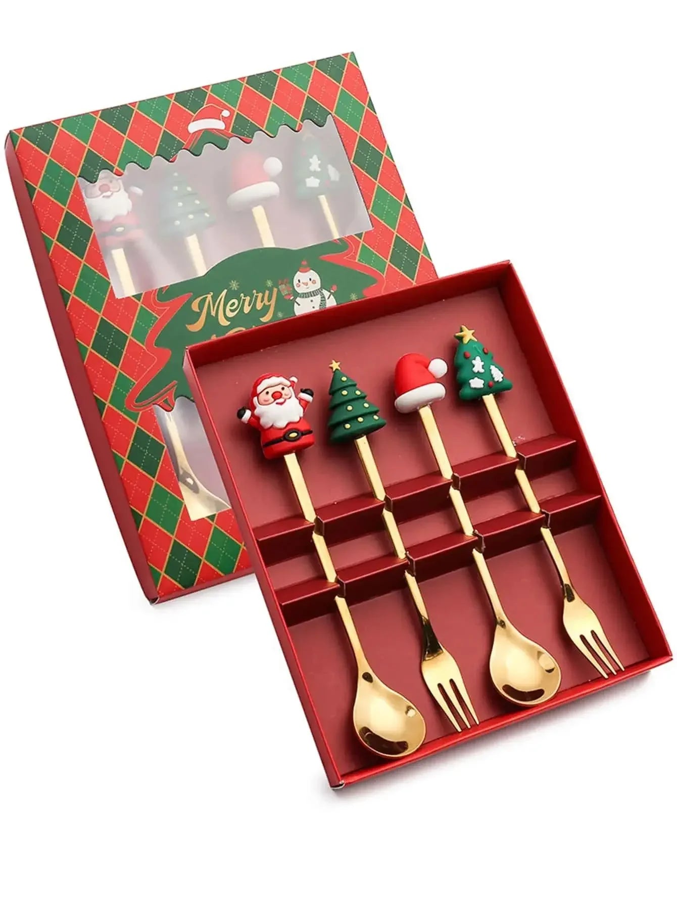 Casa Edge 2/4/6Pcs Christmas Stainless Steel Fork & Spoon Tableware Gift Set