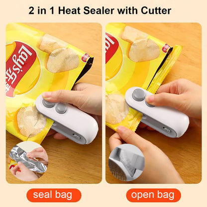 Casa Edge 2-in-1 Handheld Bag Sealer & Cutter | Mini Heat Vacuum Food Sealer with Magnetic Base