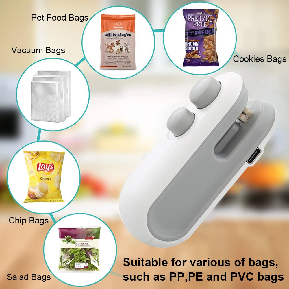 Casa Edge 2-in-1 Handheld Bag Sealer & Cutter | Mini Heat Vacuum Food Sealer with Magnetic Base