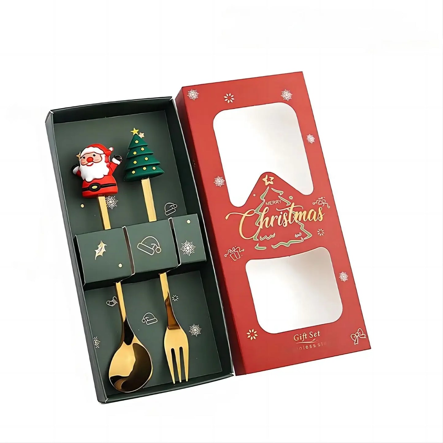 Casa Edge 2/4/6Pcs Christmas Stainless Steel Fork & Spoon Tableware Gift Set