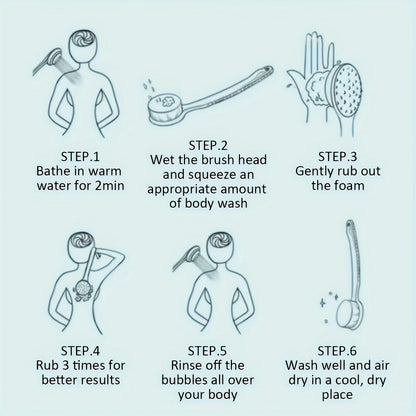 Casa Edge Long-Handle Body Scrubber & Exfoliating Brush