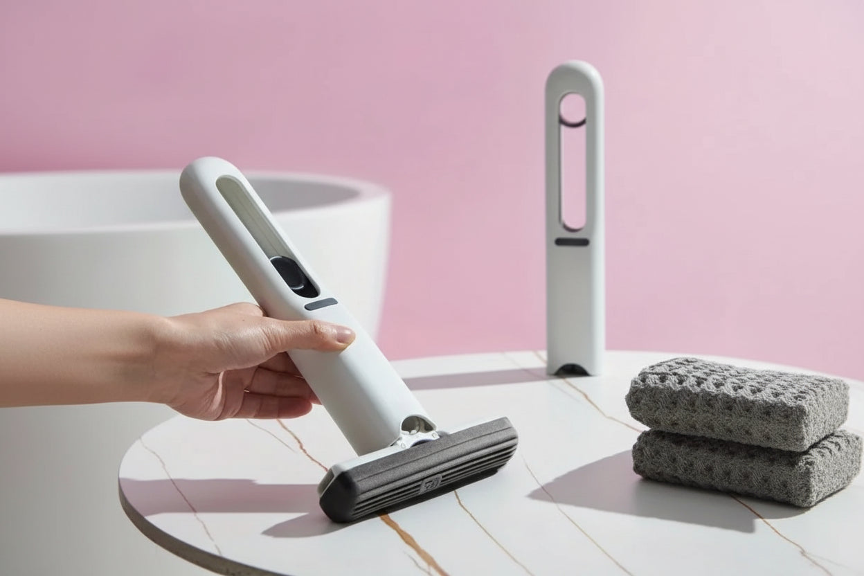 Casa Edge Portable Mini Squeeze Mop | Hands-Free Desktop & Kitchen Cleaner