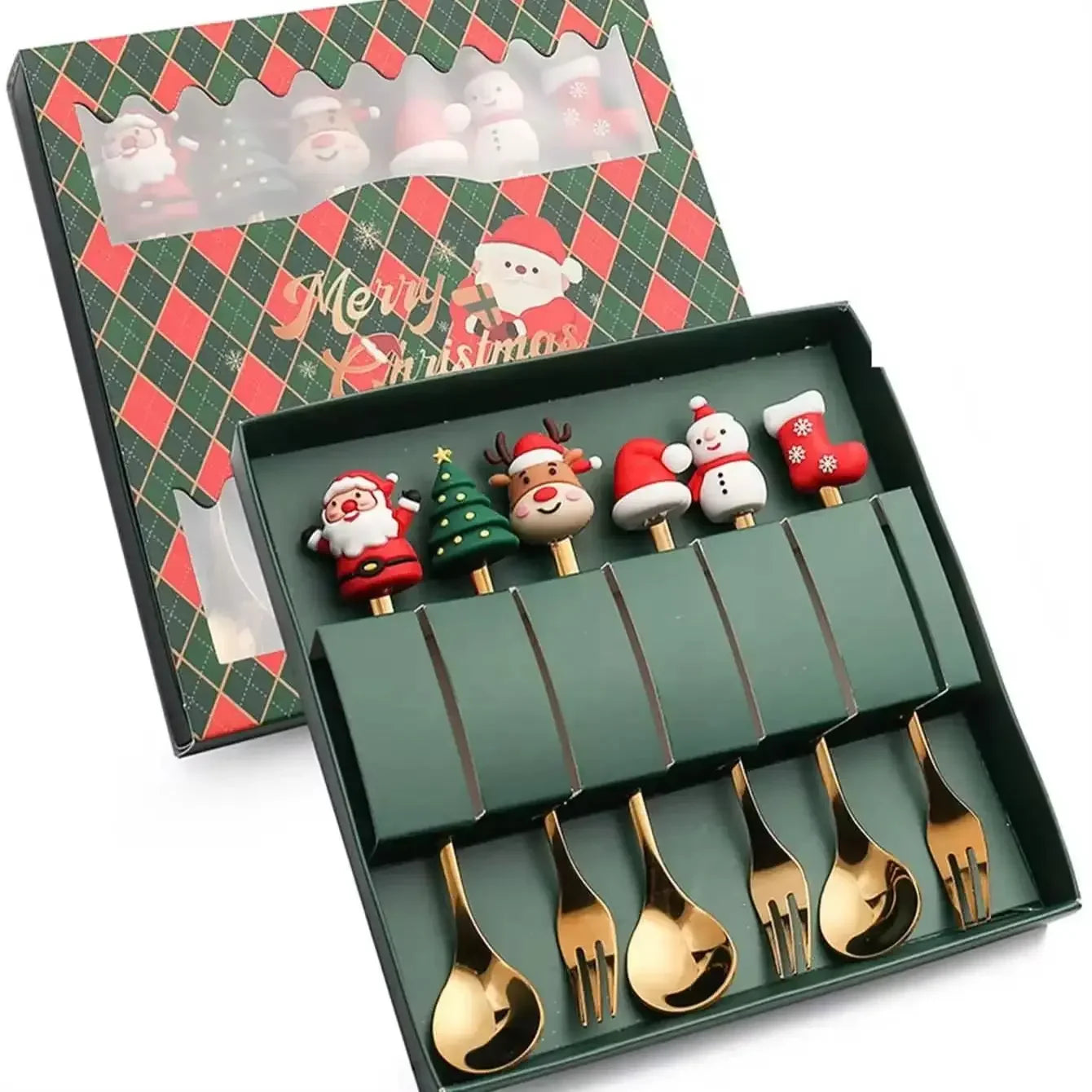 Casa Edge 2/4/6Pcs Christmas Stainless Steel Fork & Spoon Tableware Gift Set