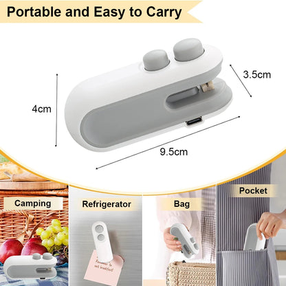 Casa Edge 2-in-1 Handheld Bag Sealer & Cutter | Mini Heat Vacuum Food Sealer with Magnetic Base